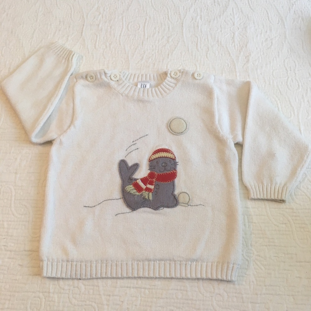 6-12m (4/$20) White Pullover Sweater by GAP